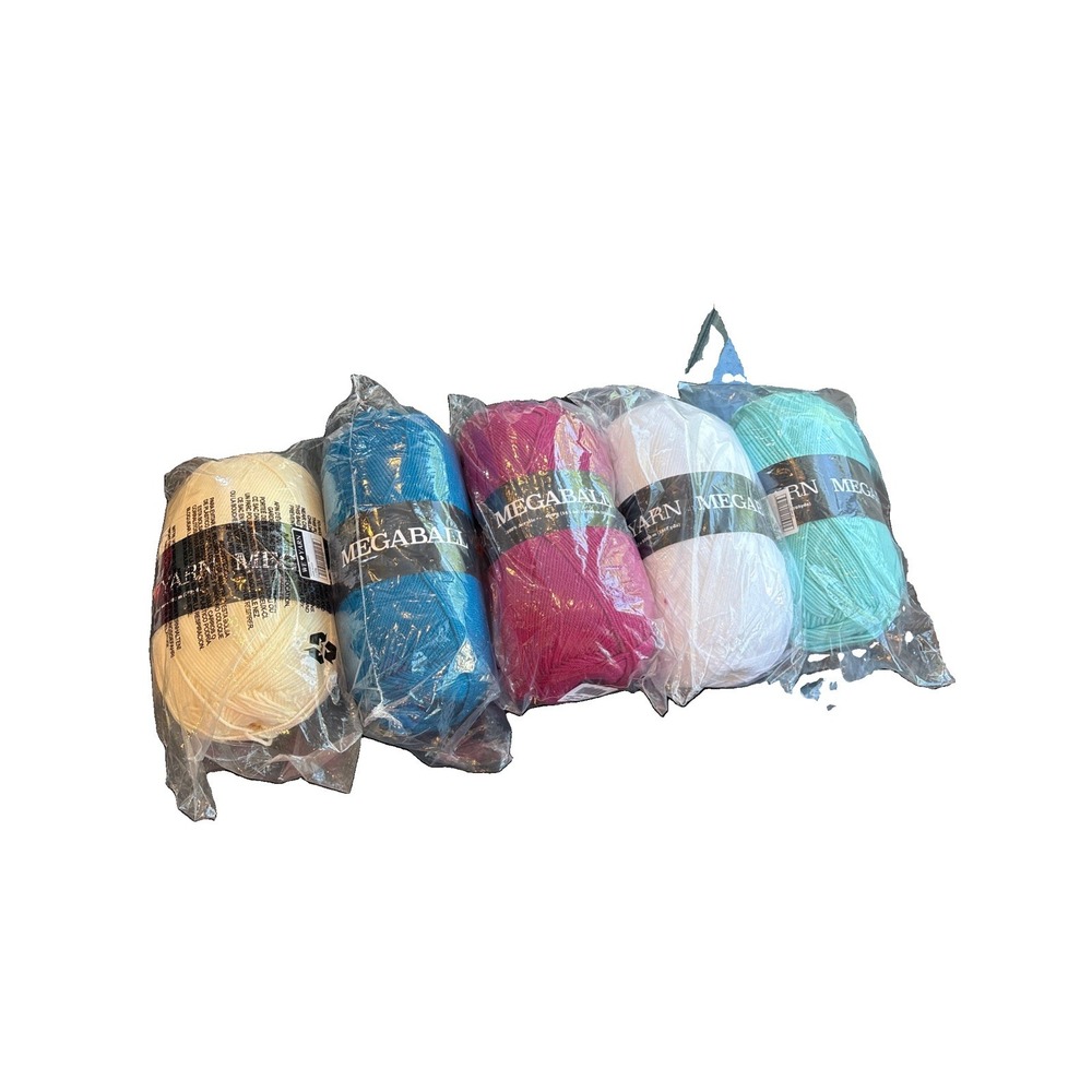 NEW Lot of 5 Hobbii Acrylic Mega Ball Colors 401, 02, 420, 412, 35. 765 Yds Ea.